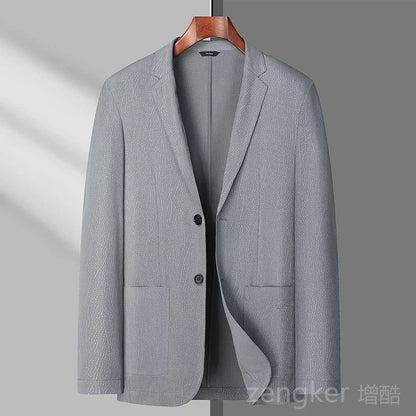 Men’s Ice Silk Summer Blazer – Lightweight Stretch Casual Suit Jacket in Plus Sizes up to 8XL