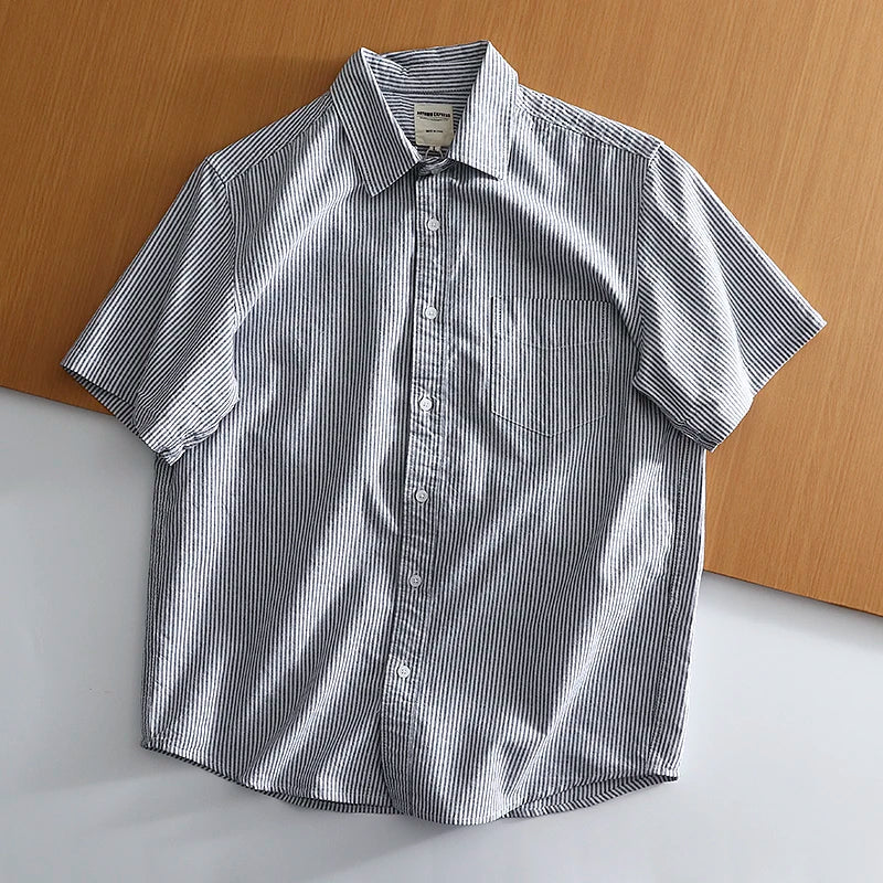 Classic Cotton Oxford Shirt – Effortless Stripes for Smart Summer Style