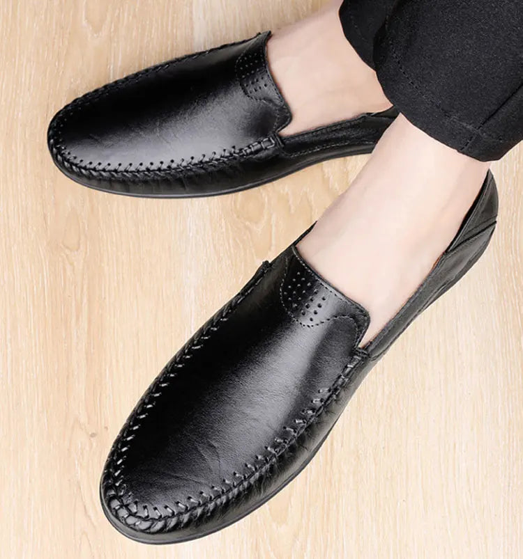 CLOHOO Men’s Business Casual Leather Shoes – Comfortable Breathable Cowhide with Durable Rubber Sole