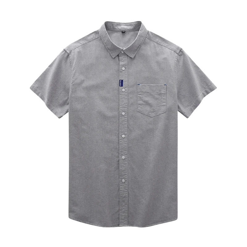 Men’s 100% Cotton Oxford Shirt – Short Sleeve Solid Color Casual Summer Top
