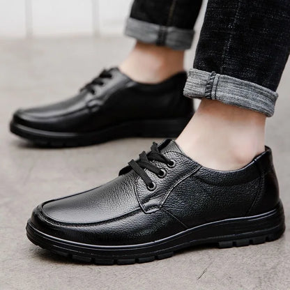 Men’s Genuine Leather Shoes – Soft Cowhide Flats for Business & Casual Wear