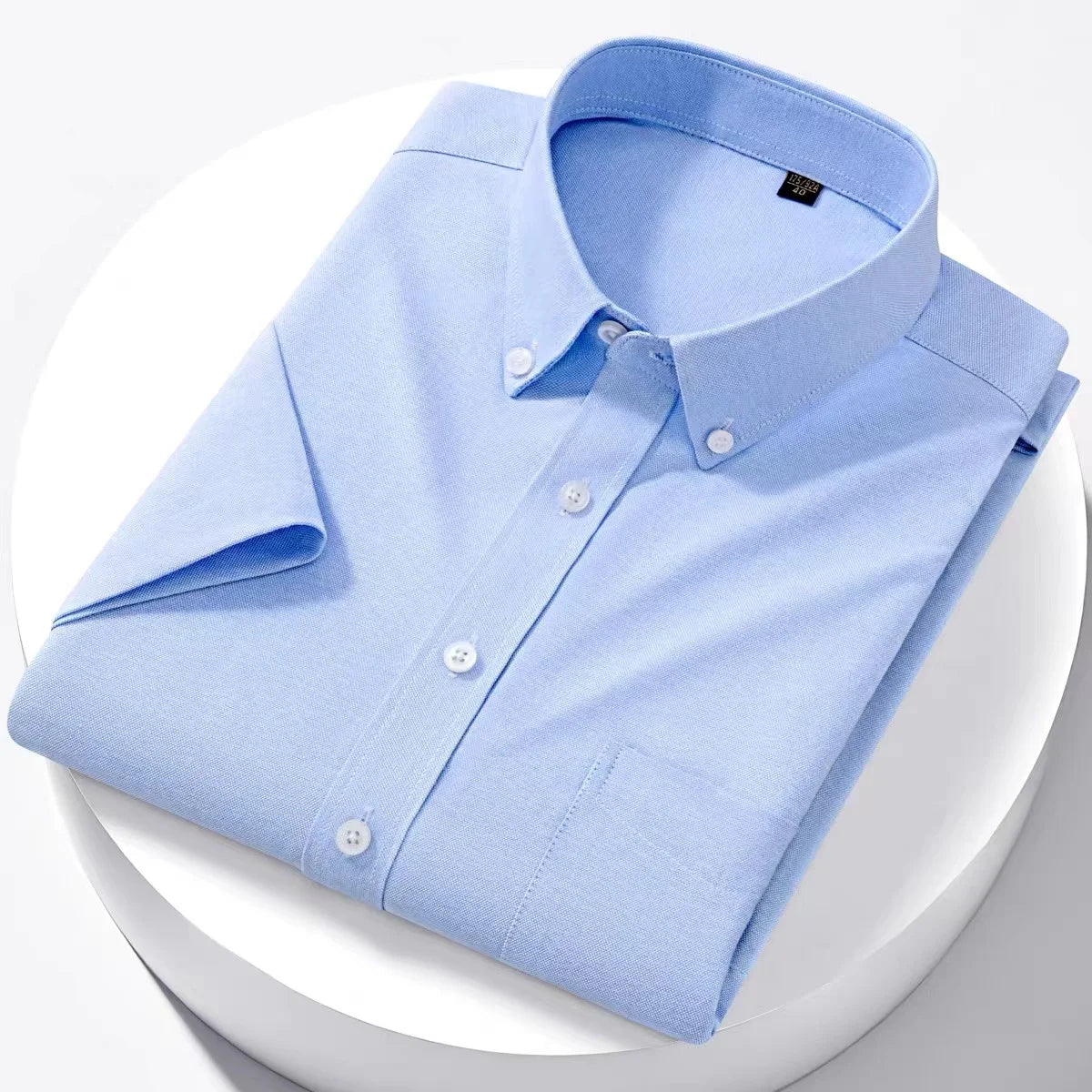 Men’s Luxury Oxford Shirt – 100% Cotton Short Sleeve Slim Fit Business Casual Top