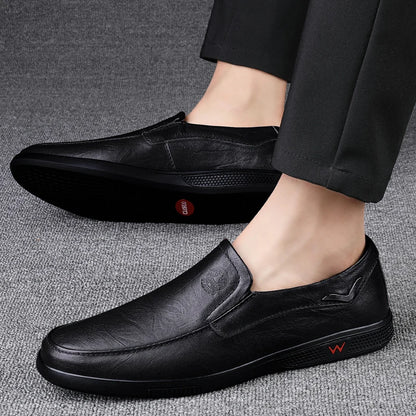Men’s Business Casual Shoes – Handmade Layered Cowhide Leather with Durable Rubber Bottom for Office & Leisure