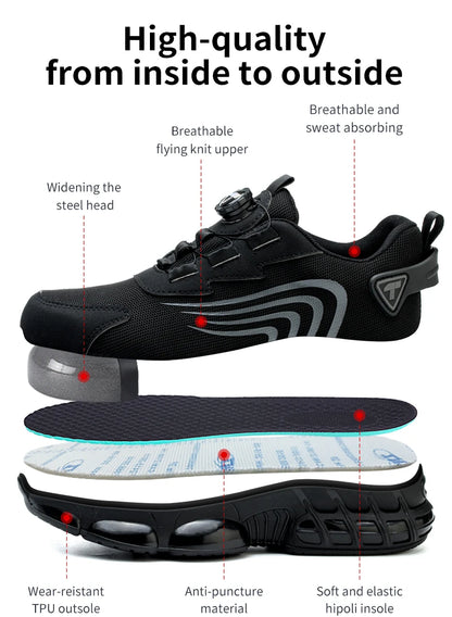 Modern Work Sneakers – Stylish Safety Shoes with Rotary Button Fit & Full Protection