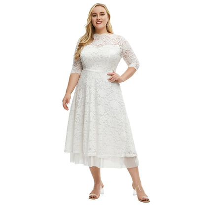 Elegant Lace Evening Dress – Timeless Plus Size Style for Weddings & Parties