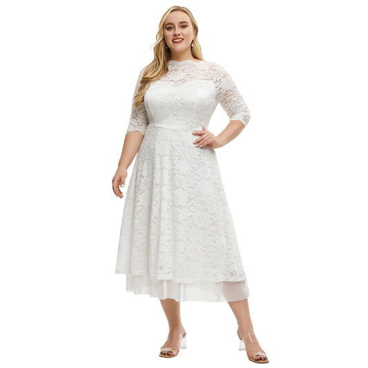 Elegant Lace Evening Dress – Timeless Plus Size Style for Weddings & Parties
