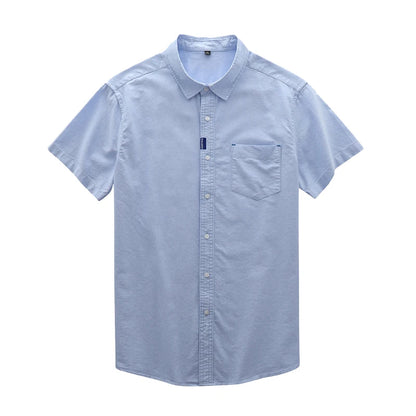 Men’s 100% Cotton Oxford Shirt – Short Sleeve Solid Color Casual Summer Top