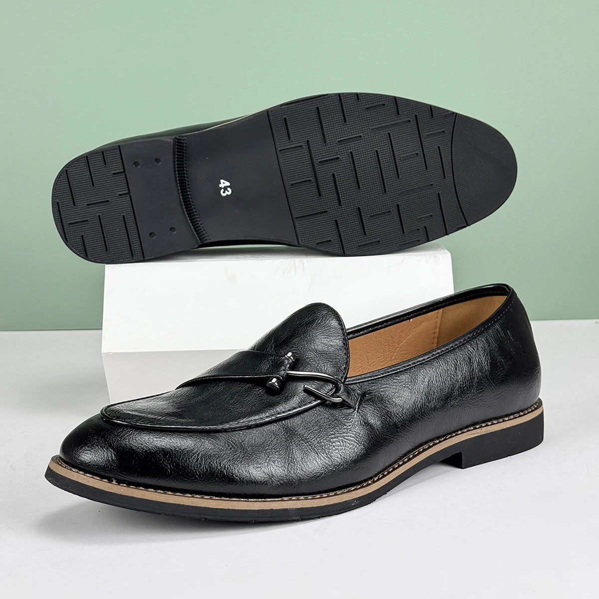 Men’s Formal Leather Loafers – British Style Pointed Toe Slip-On Dress Shoes