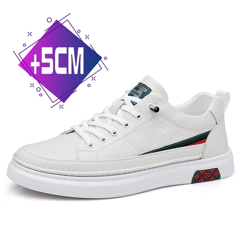 Men’s Genuine Leather Sneakers – 7cm Height Increasing, Casual Luxury