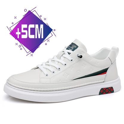 Men’s Genuine Leather Sneakers – 7cm Height Increasing, Casual Luxury