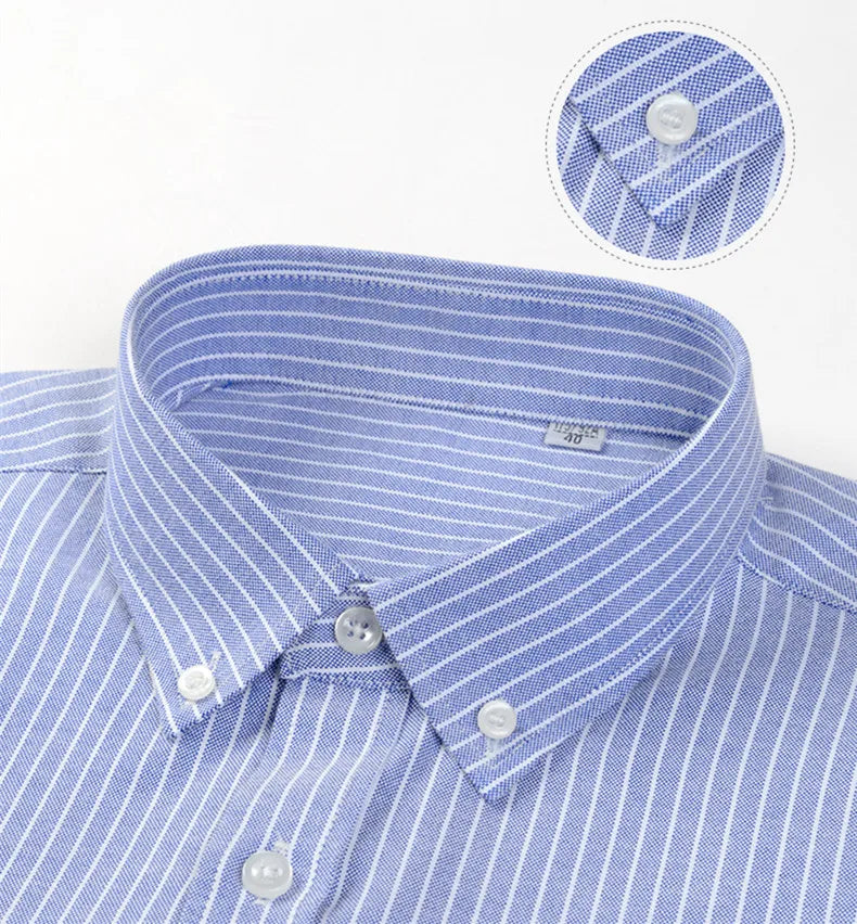 Men’s Luxury Oxford Shirt – 100% Cotton Short Sleeve Slim Fit Business Casual Top