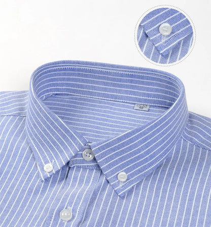 Men’s Luxury Oxford Shirt – 100% Cotton Short Sleeve Slim Fit Business Casual Top