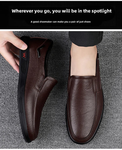 Men’s Business Casual Shoes – Handmade Layered Cowhide Leather with Durable Rubber Bottom for Office & Leisure