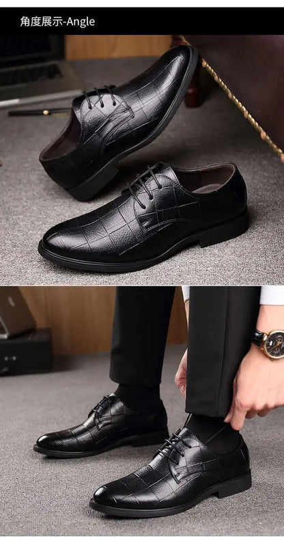 Men’s Leather Shoes – Classic Autumn Business Dress Shoes, British Style Comfort Casual Formal Wedding Footwear