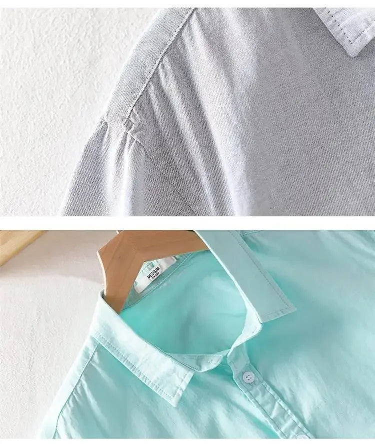 Relaxed Japanese Style Linen Shirt – Breezy Summer Comfort with Artistic Charm