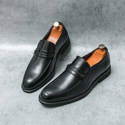 Men’s Formal Leather Loafers – Classic Slip-On Round Toe Dress Shoes