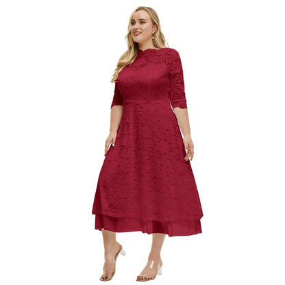 Elegant Lace Evening Dress – Timeless Plus Size Style for Weddings & Parties