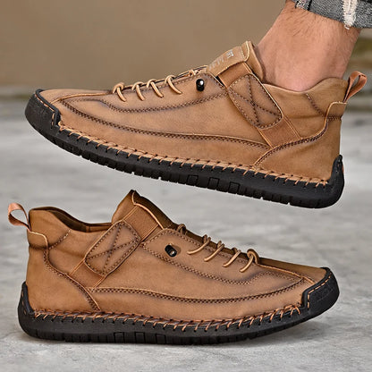 Handmade Leather Shoes for Men – Casual Slip-On Loafers, Breathable Fashion Moccasins, Comfortable Flats, Plus Sizes