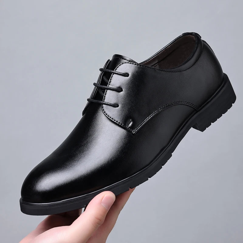 Men’s Formal Leather Dress Shoes – Italian Luxury Lace-Up with Breathable Non-Slip Sole