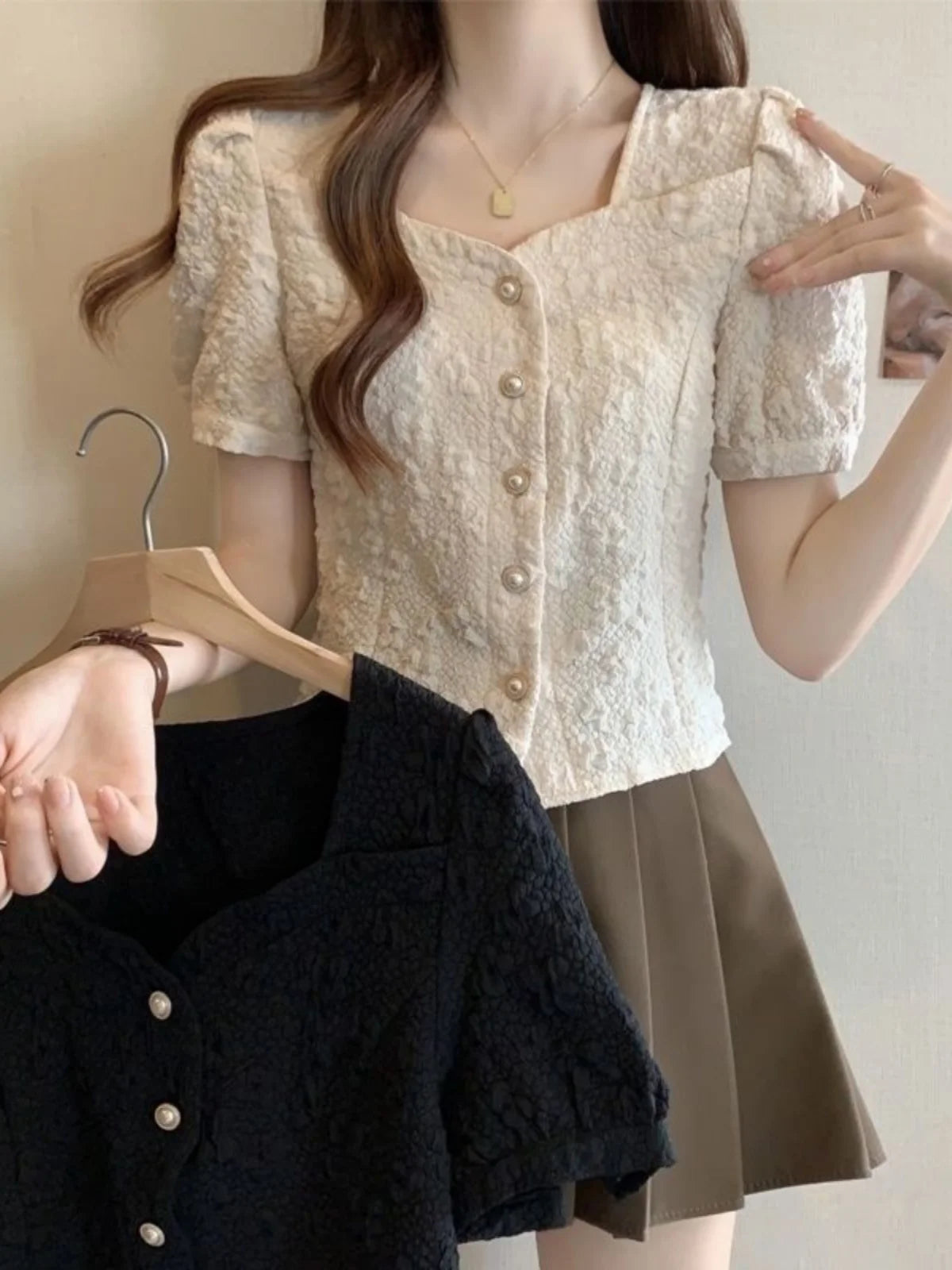 Women’s Chiffon Shirt – Slim Fit Short Sleeve Cardigan Style, Solid Color Summer Top