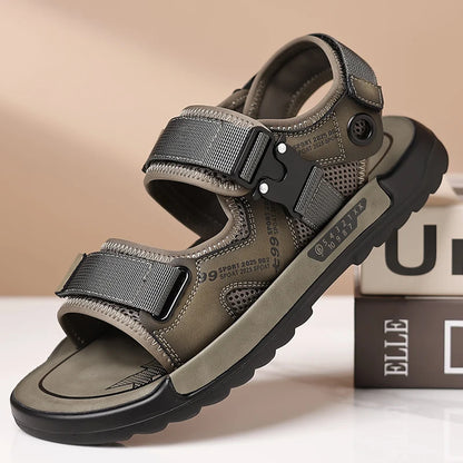 Handmade Men’s Summer Sandals – Genuine Leather Open-Toe Casual Shoes, Breathable Lightweight Outdoor Beach & Work Footwear