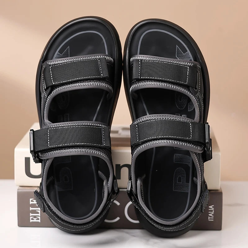 Handmade Men’s Summer Sandals – Genuine Leather Open-Toe Casual Shoes, Breathable Lightweight Outdoor Beach & Work Footwear