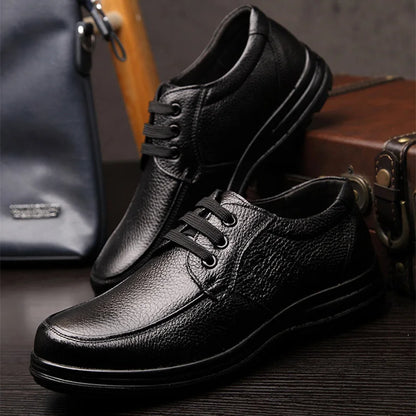 Men’s Genuine Leather Shoes – Soft Cowhide Flats for Business & Casual Wear