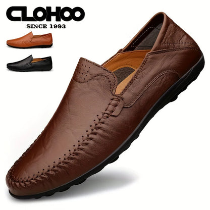 CLOHOO Men’s Business Casual Leather Shoes – Comfortable Breathable Cowhide with Durable Rubber Sole