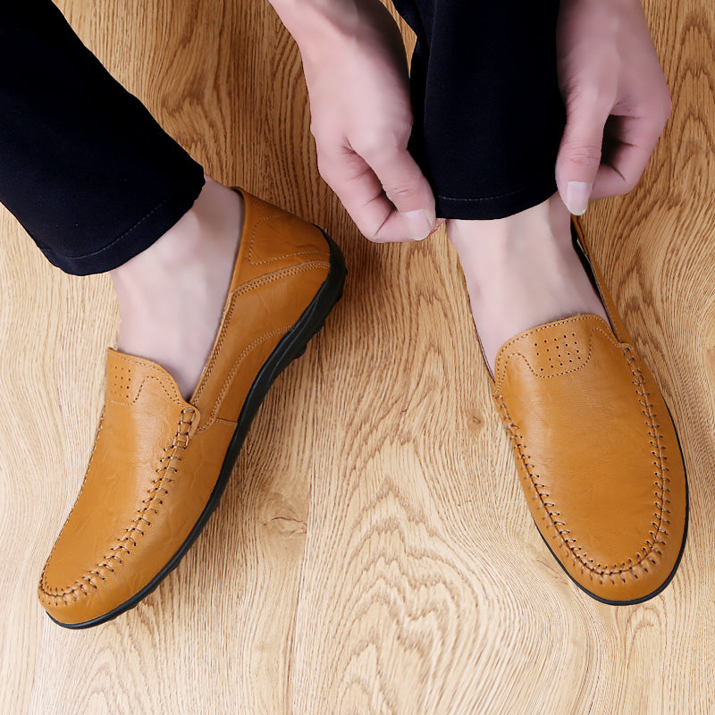 Men’s Genuine Leather Loafers – Casual Luxury Slip-On, Breathable Comfort