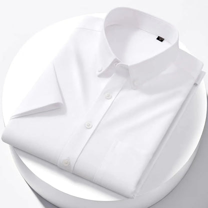 Men’s Luxury Oxford Shirt – 100% Cotton Short Sleeve Slim Fit Business Casual Top