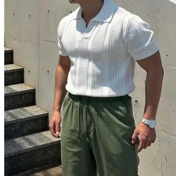 Breezy White Knit Tee – Stylish Hollow Design for Cool Summer Comfort
