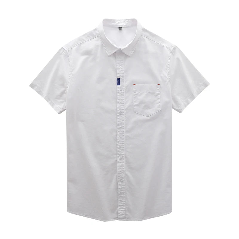 Men’s 100% Cotton Oxford Shirt – Short Sleeve Solid Color Casual Summer Top