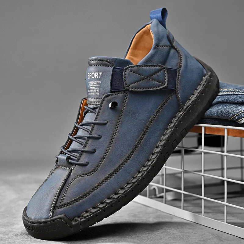 Handmade Leather Shoes for Men – Casual Slip-On Loafers, Breathable Fashion Moccasins, Comfortable Flats, Plus Sizes