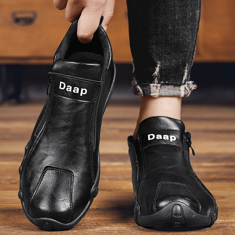 Luxury Men's Casual Shoes Designer Leather Shoes Soft Soles Comfort Sneakers Outdoor Lightweight Flats Anti Slip Walking Shoes