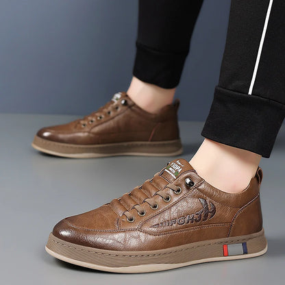 Trendy Men's Casual Shoes Simple Men's Retro Genuine Leather Shoes Elegant Formal  Commuter Work Shoes Free Delivery Loafers