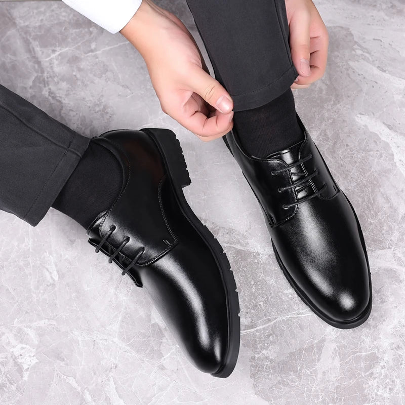 Men’s Formal Leather Dress Shoes – Italian Luxury Lace-Up with Breathable Non-Slip Sole