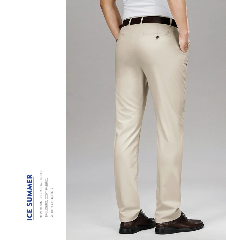 Cool & Comfortable Men’s Summer Trousers – Smart Bamboo Fiber Blend for Work or Casual