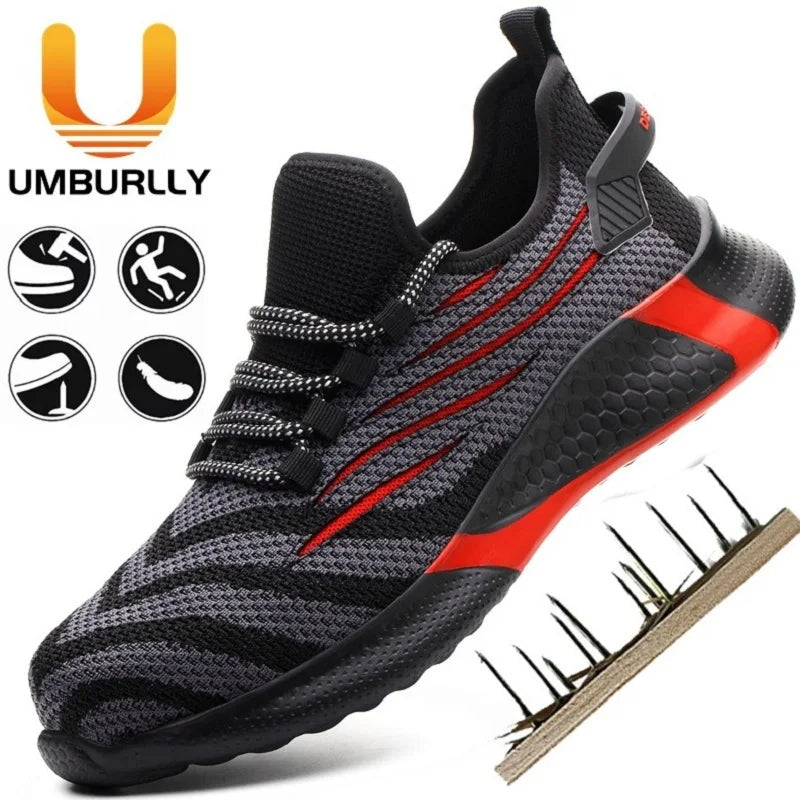 Men’s Safety Work Shoes – Anti-Puncture Indestructible Sneakers, Lightweight Protective Boots