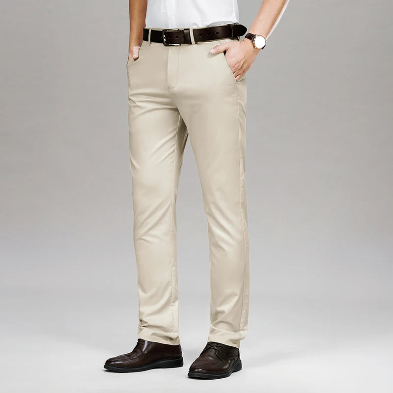 Cool & Comfortable Men’s Summer Trousers – Smart Bamboo Fiber Blend for Work or Casual