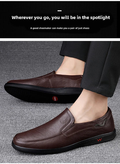 Men’s Business Casual Shoes – Handmade Layered Cowhide Leather with Durable Rubber Bottom for Office & Leisure