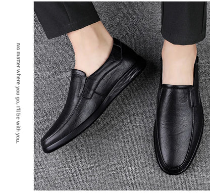 Men’s Business Casual Shoes – Handmade Layered Cowhide Leather with Durable Rubber Bottom for Office & Leisure