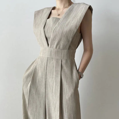Chic Retro Jumpsuit – Flattering High Waist & Wide Leg Style for Effortless Summer Elegance
