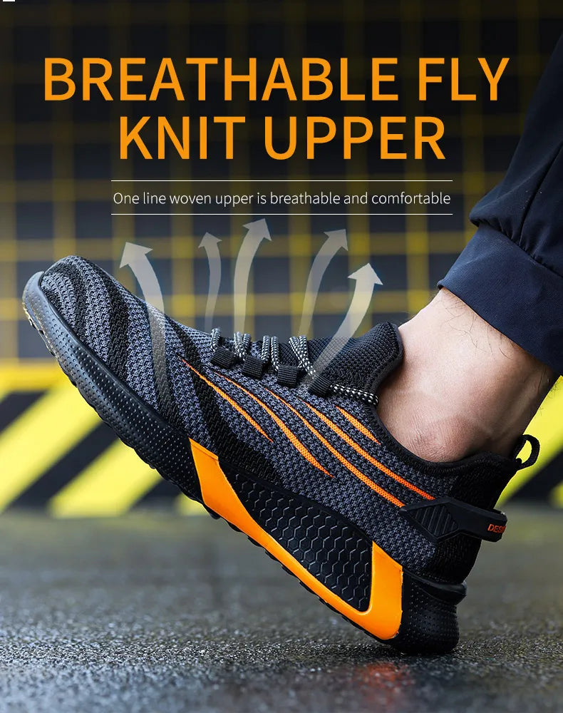 Men’s Safety Work Shoes – Anti-Puncture Indestructible Sneakers, Lightweight Protective Boots