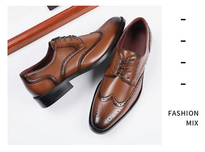High Quality Height Increase Oxford Dress Shoes Men Genuine Cow Leather Suit Shoes Lift Brogues Wedding Formal Elevator Shoes