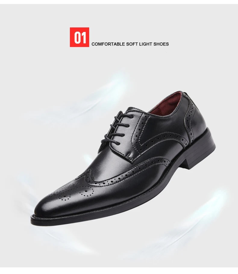 High Quality Height Increase Oxford Dress Shoes Men Genuine Cow Leather Suit Shoes Lift Brogues Wedding Formal Elevator Shoes