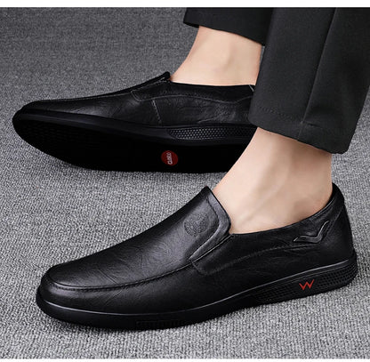 Men’s Business Casual Shoes – Handmade Layered Cowhide Leather with Durable Rubber Bottom for Office & Leisure