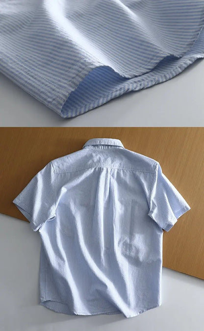 Classic Cotton Oxford Shirt – Effortless Stripes for Smart Summer Style