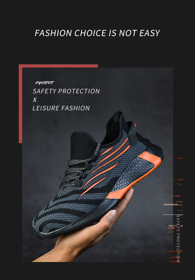 Men’s Safety Work Shoes – Anti-Puncture Indestructible Sneakers, Lightweight Protective Boots