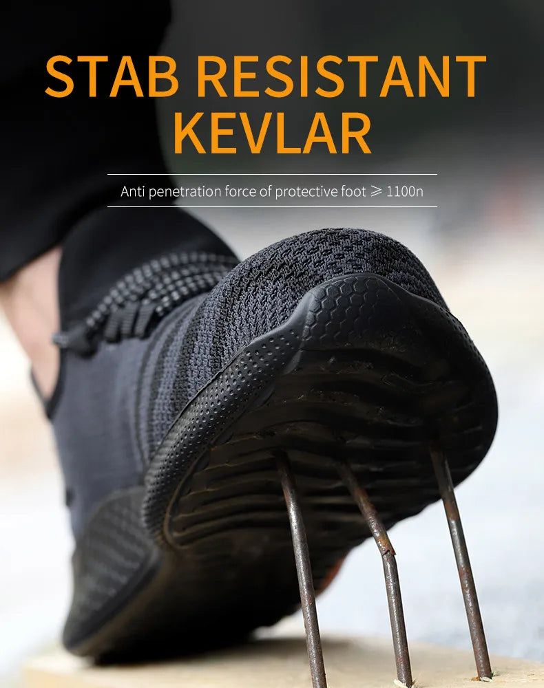Men’s Safety Work Shoes – Anti-Puncture Indestructible Sneakers, Lightweight Protective Boots