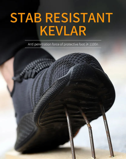 Men’s Safety Work Shoes – Anti-Puncture Indestructible Sneakers, Lightweight Protective Boots